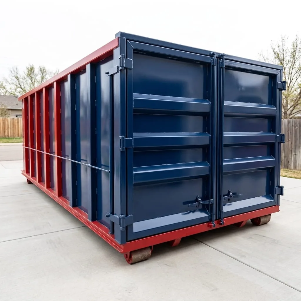 Commercial roll-off dumpster behind an Centennial business