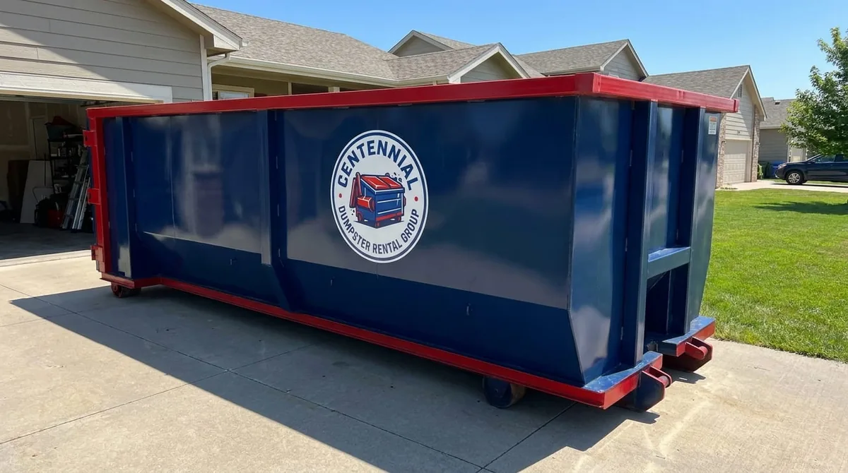 Row of roll-off dumpsters in different sizes