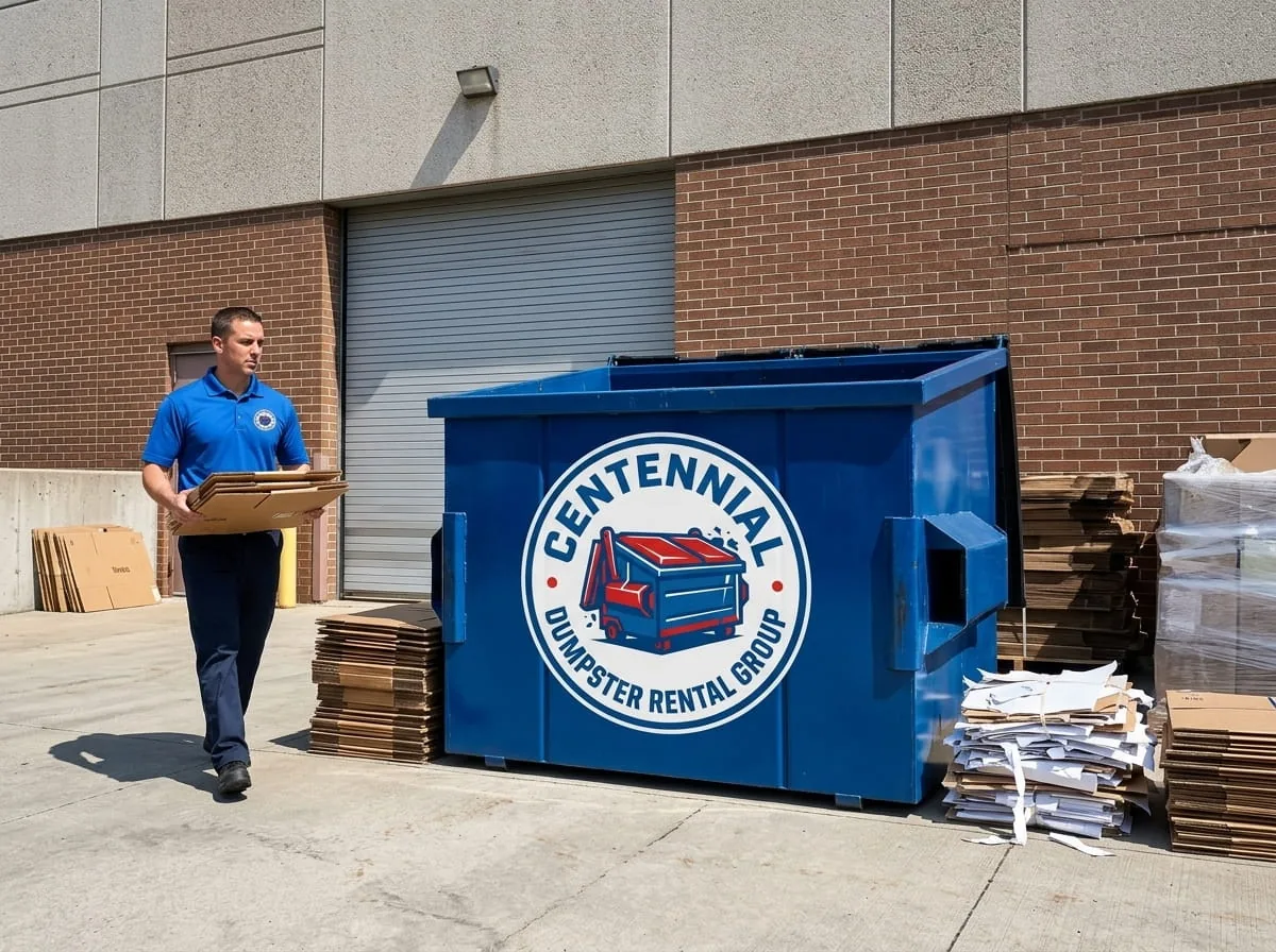 Residential roll-off dumpster in an Centennial driveway