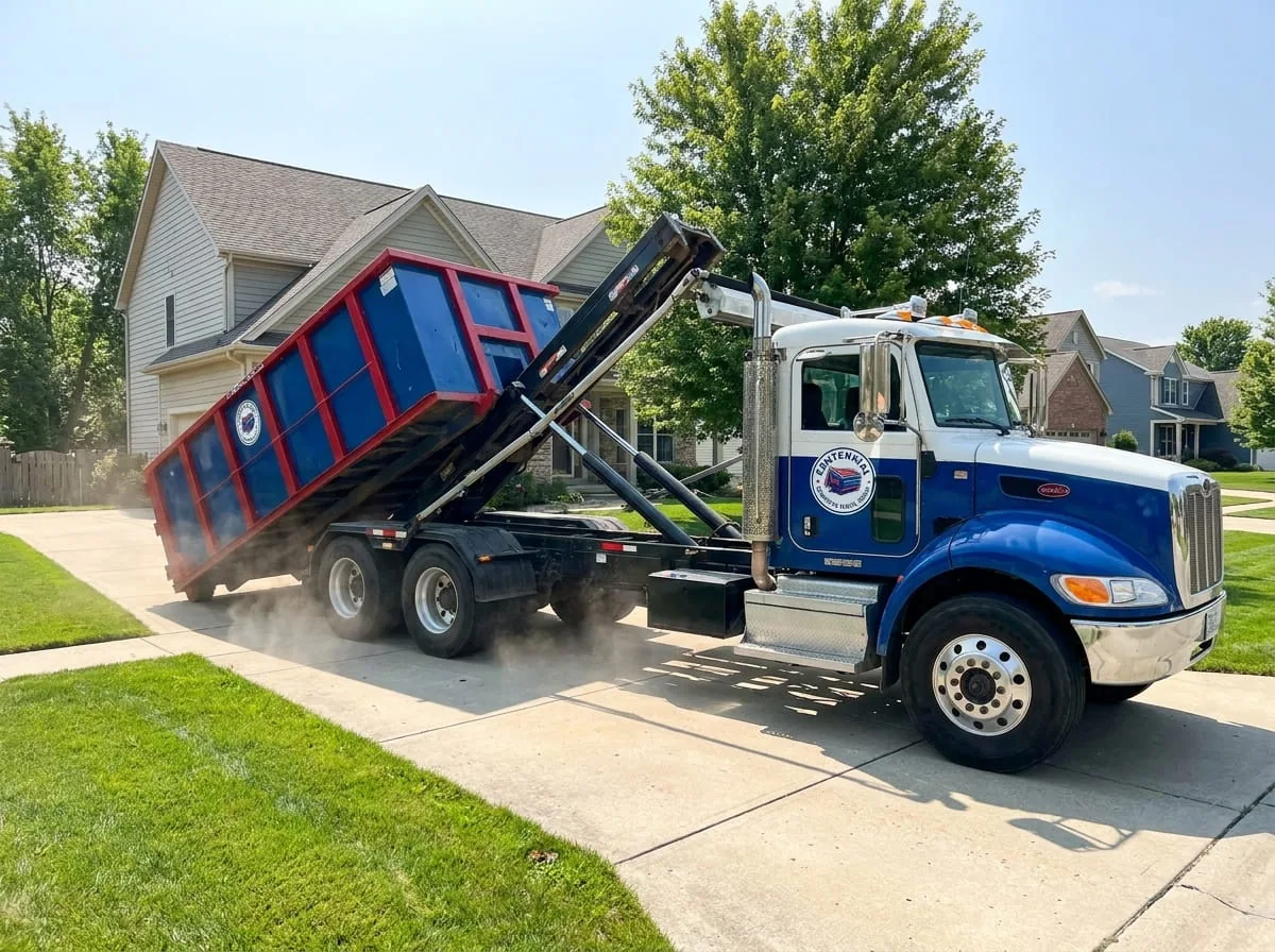 Roll-off dumpster set down quickly on an Centennial property